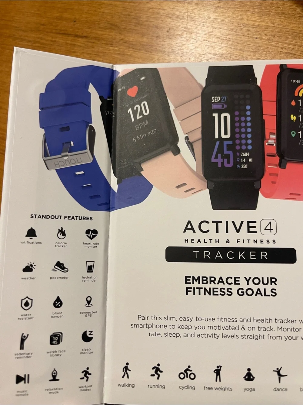 Fitness tracker i touch wearables active 4 NWT